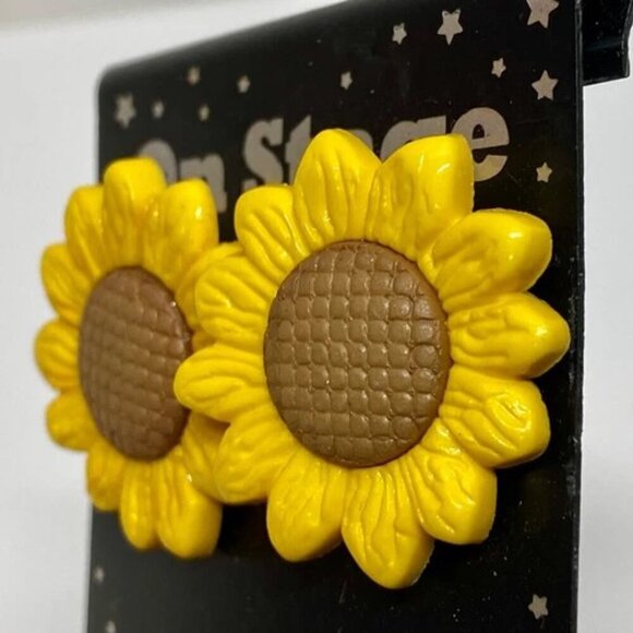 On Stage Sunflower Earrings Women's Pierced Ears Fashion Stud Post Jewelry NWT - Picture 3 of 7
